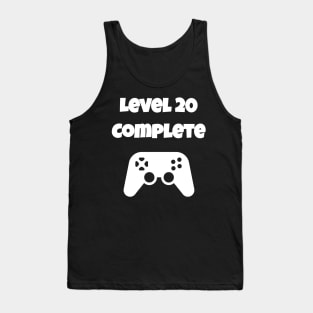 Level 20 Completed Video Gamer 20th Birthday Gift Tank Top